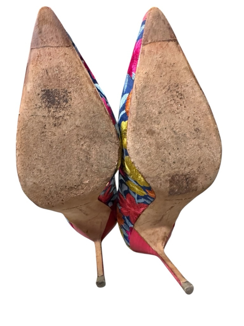 Manolo Blahnik BB 90 Blue Floral Embroidered Pointed Toe Pumps Stiletto Heels 38 - Picture 11 of 13